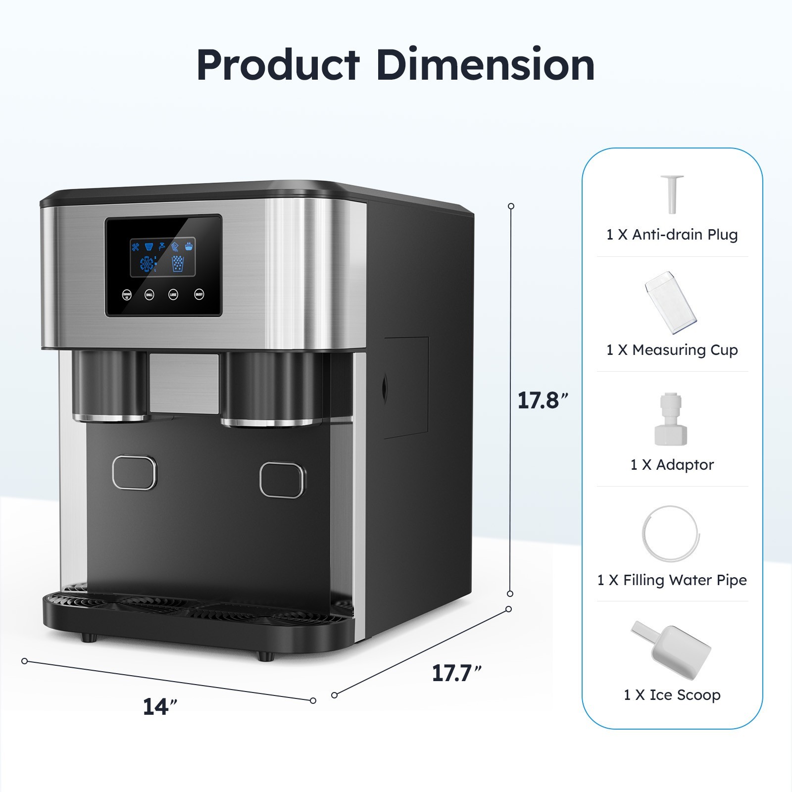 3in1 Home Desktop Automatic Ice and Water Dispenser 33 lbs Warm Water Dispenser