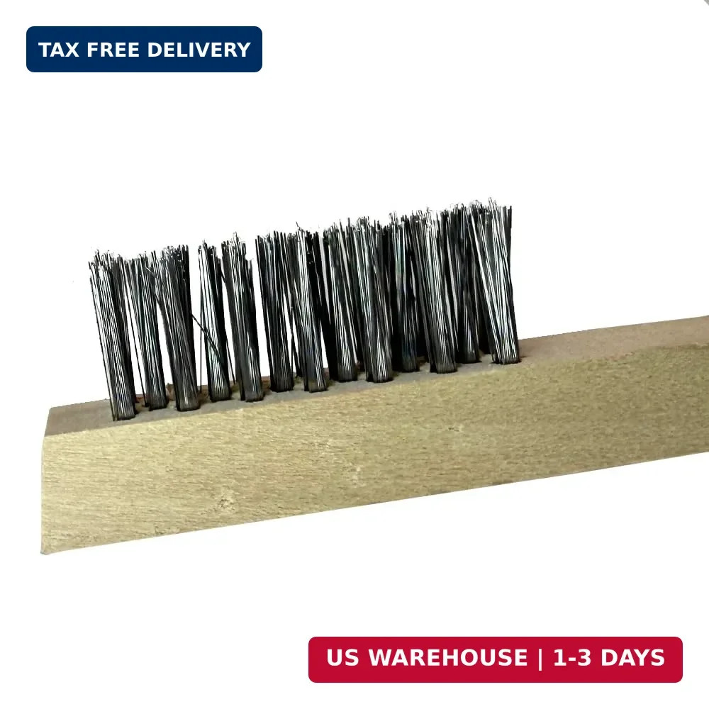 Utility Brushes, Wood Block/Handle, Stainless Steel Bristles, Stapled (30 Pack)