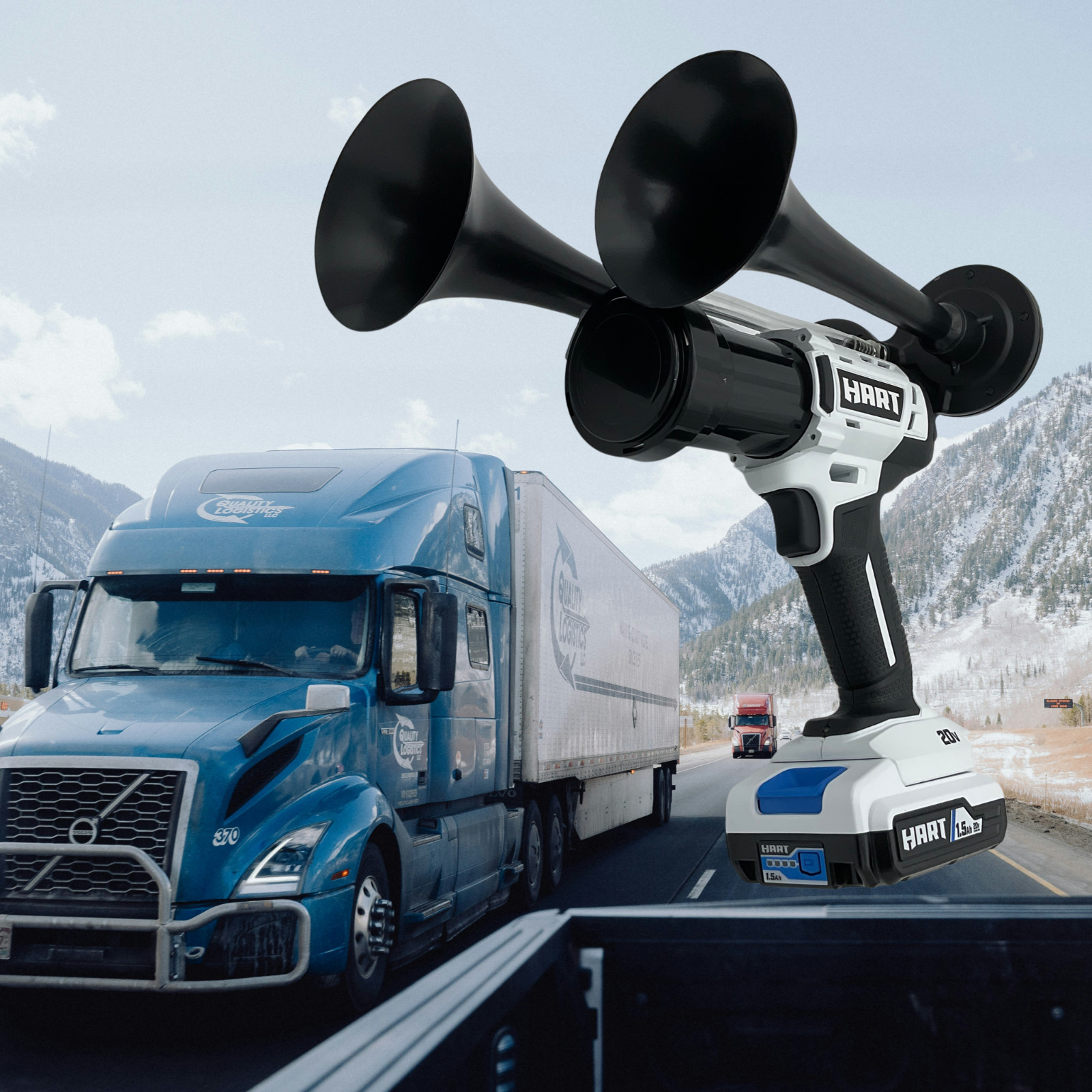 For Hart 20V Drill Train Truck Horn Dual Black Air Trumpets w/BONUS Gift
