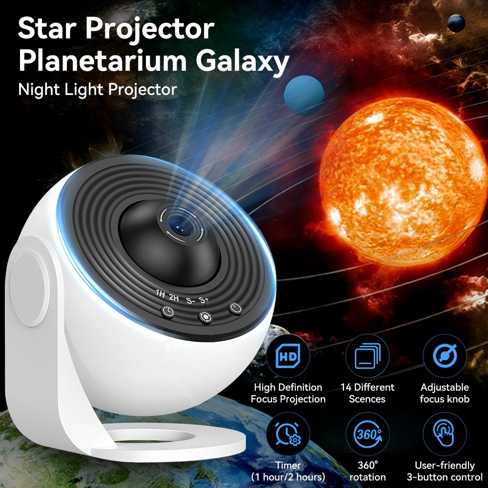 14 in 1 Galaxy Projector Pro Planetarium Star Projector 360° Rotating with Timer