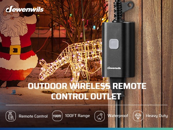 DEWENWILS Outdoor Remote Control Outlet, 15A Wireless Remote Control Switch,