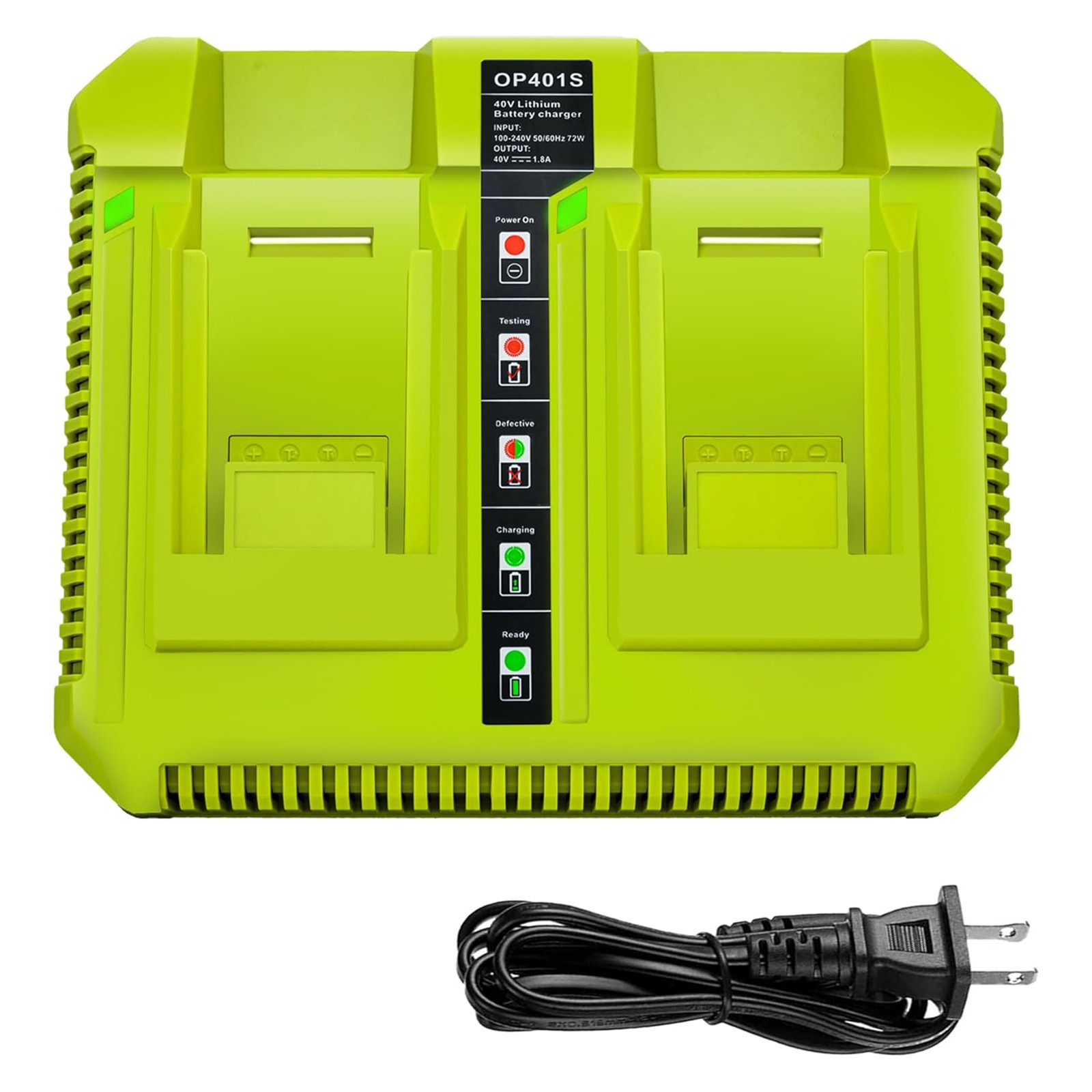 40V Charger OP401S for Ryobi 40V Battery, Dual Battery Charger for Ryobi OP4040