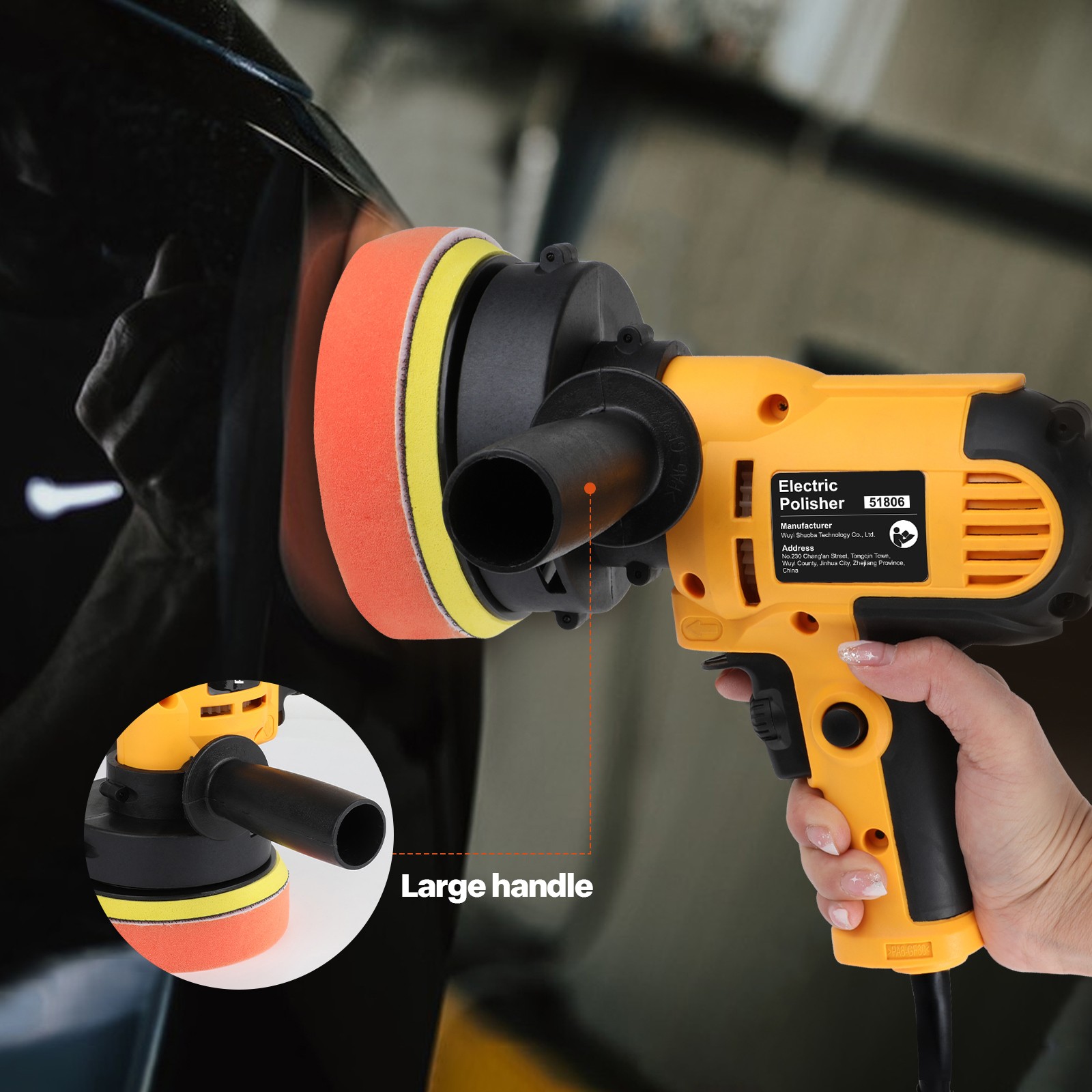 800W Car Polisher Buffer Sander Polishing Machine Kit Waxing with 5″ Pad Bonnet