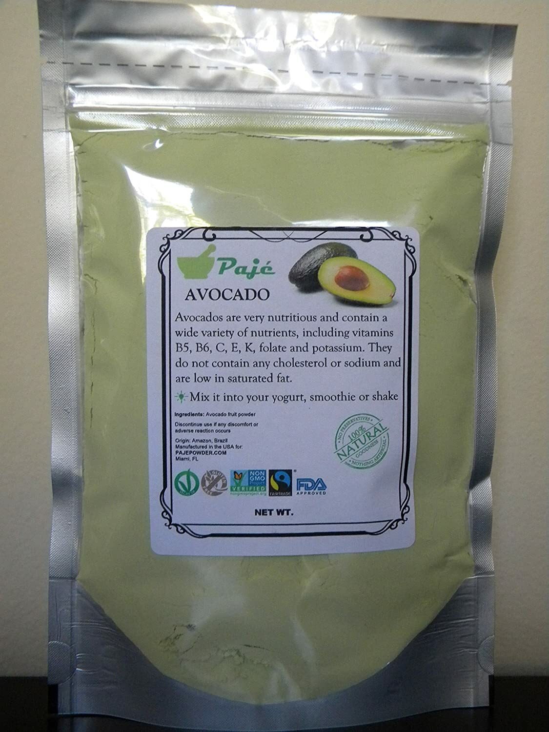 AVOCADO freeze dried powder 8oz 16oz 1lb 32oz 2lb 5lb 10lb 44lb 20kg 25kg PAJE