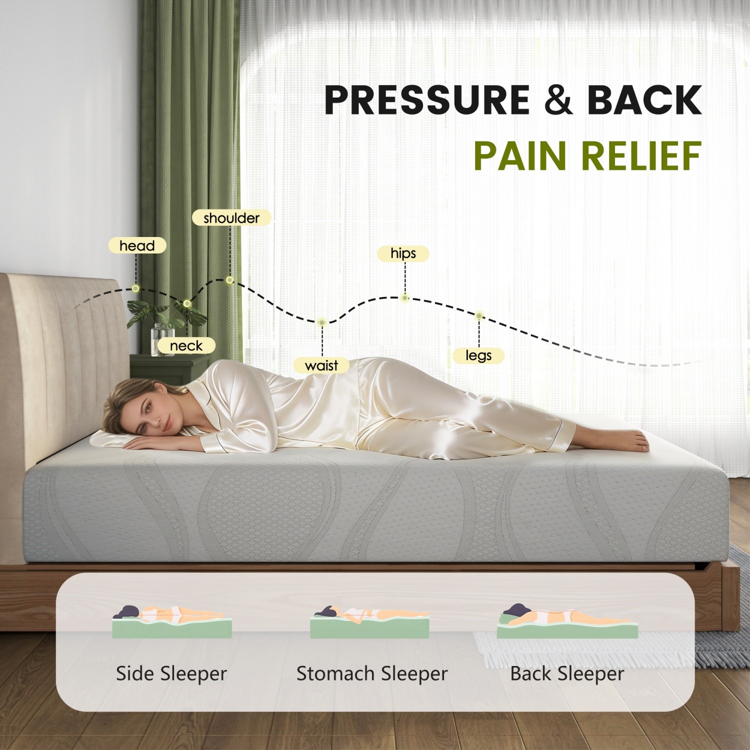 12″ Twin/Full/Queen/King Memory Foam Mattress Plush with Cooling Gel CertiPUR-US