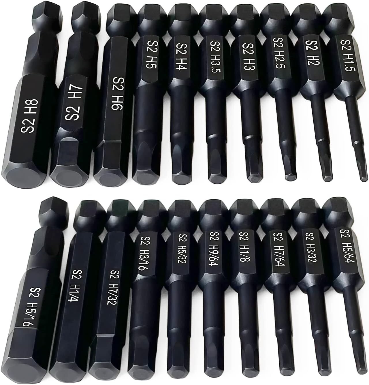 Hex Head Allen Wrench Drill Bit Set (10pc Metric & 10pc SAE), , Upgraded 1/4″…