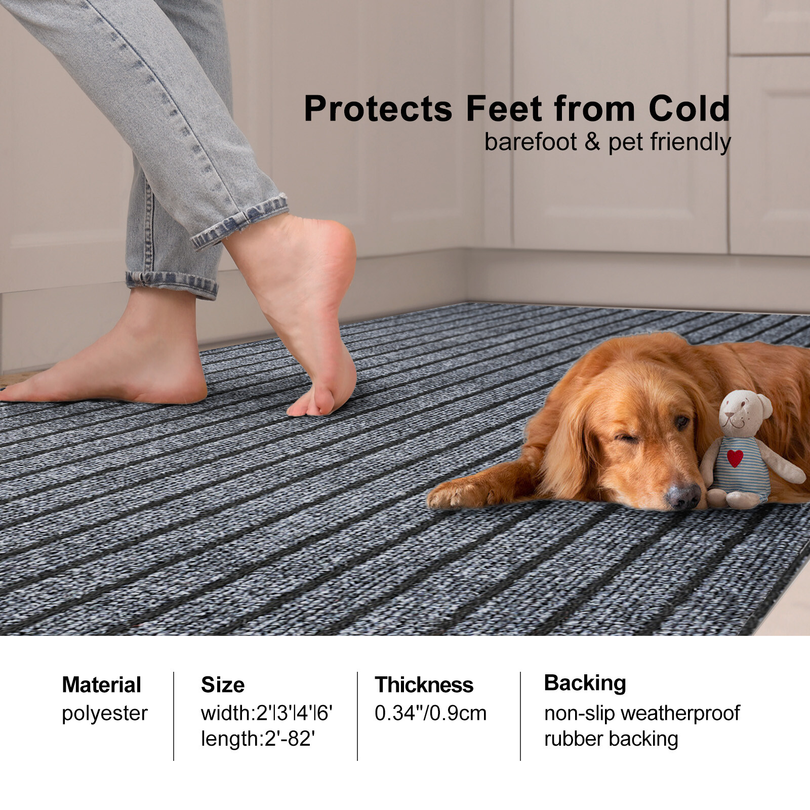 Runner Rug Hallway Non Slip Rubber Back Custom Size as Carpet Doormat Throw Rug