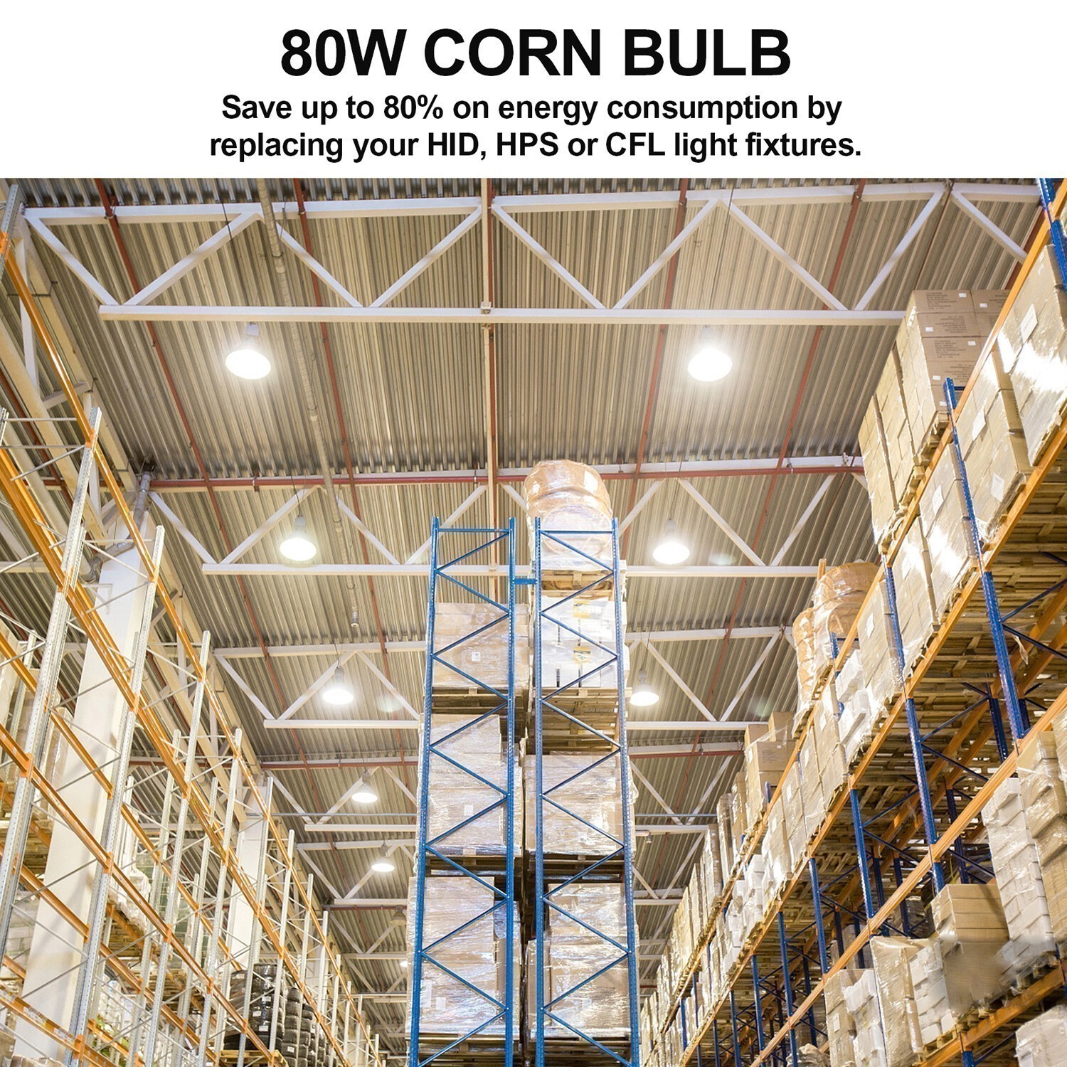 480 Volts 250W LED Corn Light Bulb E39 Base 5000K 36000Lumens Warehouse Lighting