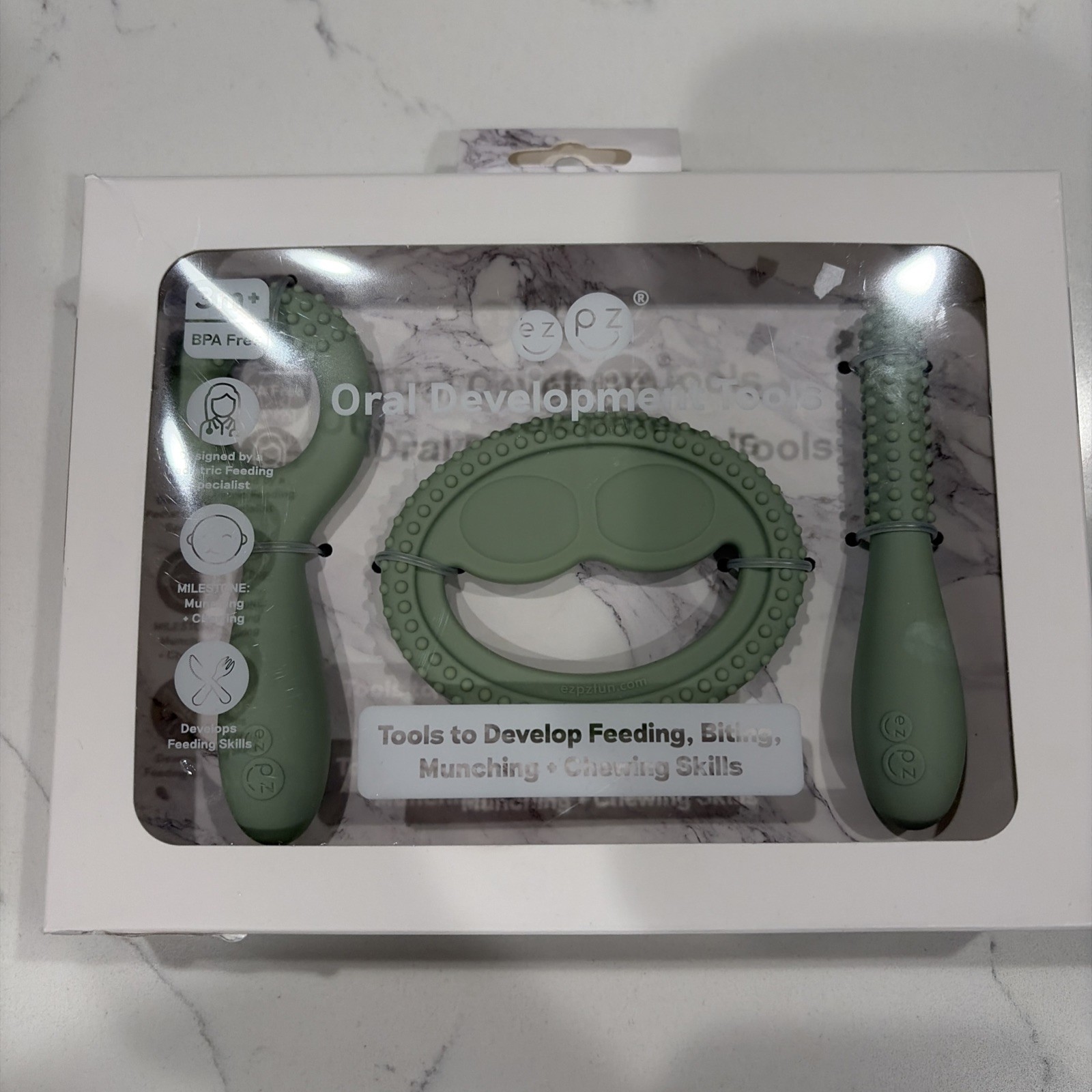 ezpz Oral Development Tools (3 Pack in Sage) – 3 Months+ – Small, Sage Green NEW