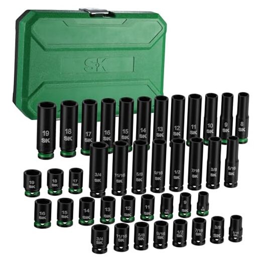 3/8″ Drive Impact Socket Set, 40-Piece Deep & Shallow Sockets, Metric 8 to