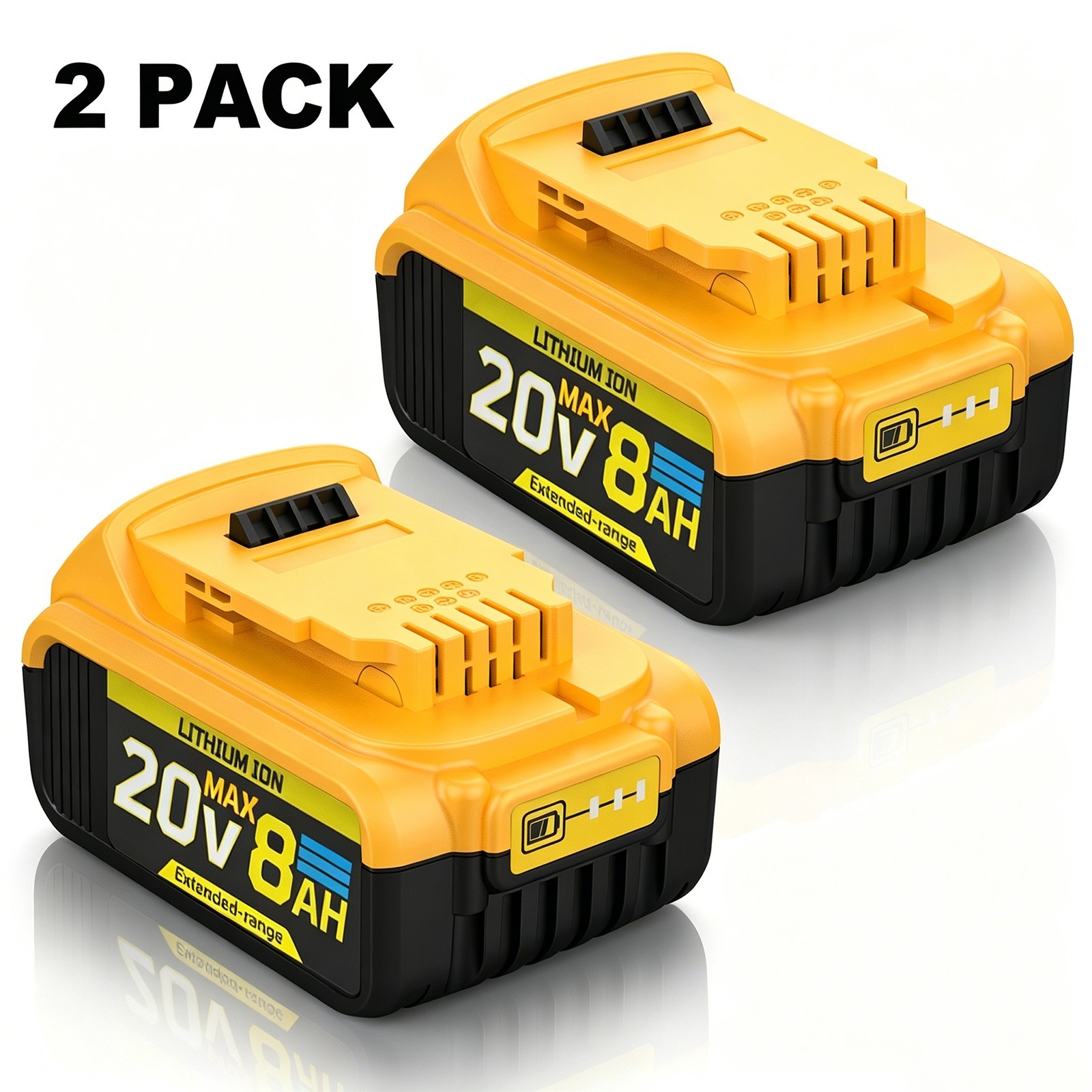 2Pack Lithium Battery for DeWalt MAX XR 8.0Ah 20V DCB200 DCB206 DCB201 DCB203