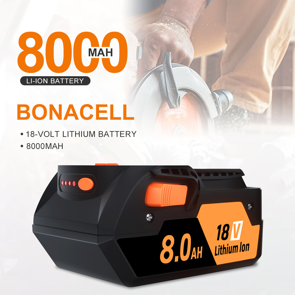 6AH/8AH Hyper Lithium-ion Battery For Ridgid 18V R840087 R840085 Rigid 18V Tools