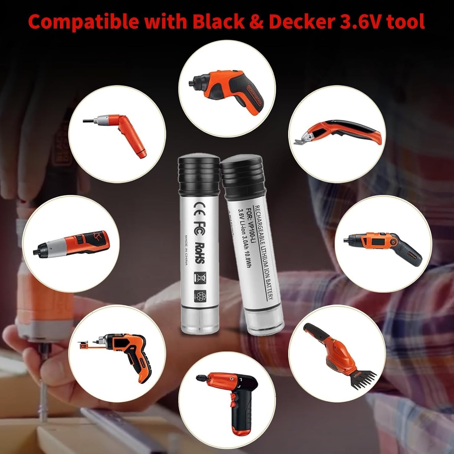 Li-ion 3.6V Battery for Black Decker Versapak VP100 VP100C VP105 VP105C
