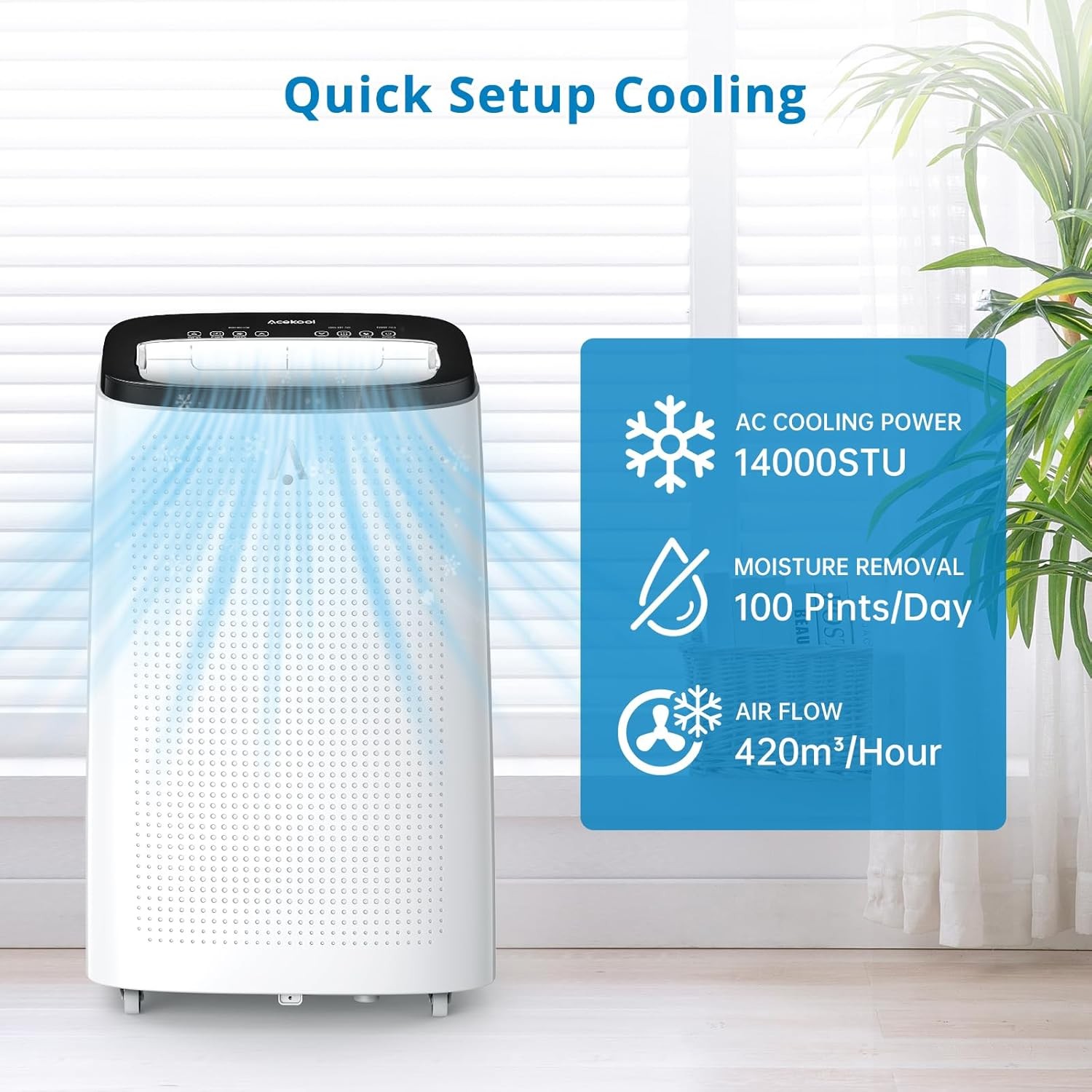 14000 BTU Portable Air Conditioners Portable AC with 3-in-1 Cooling 750 Sq. Ft