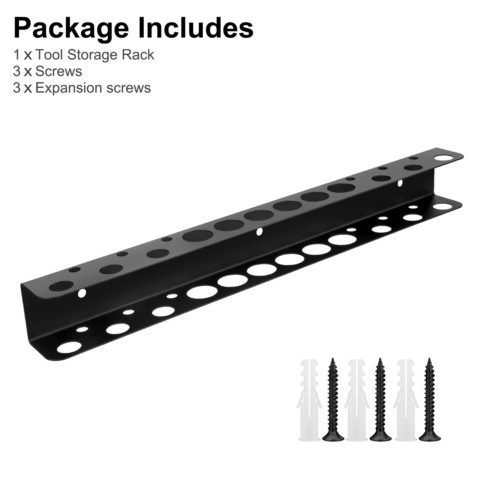 Tool Rail Rack Holder Screwdriver Organizer Wall Mount Hanger Shelf for Garage