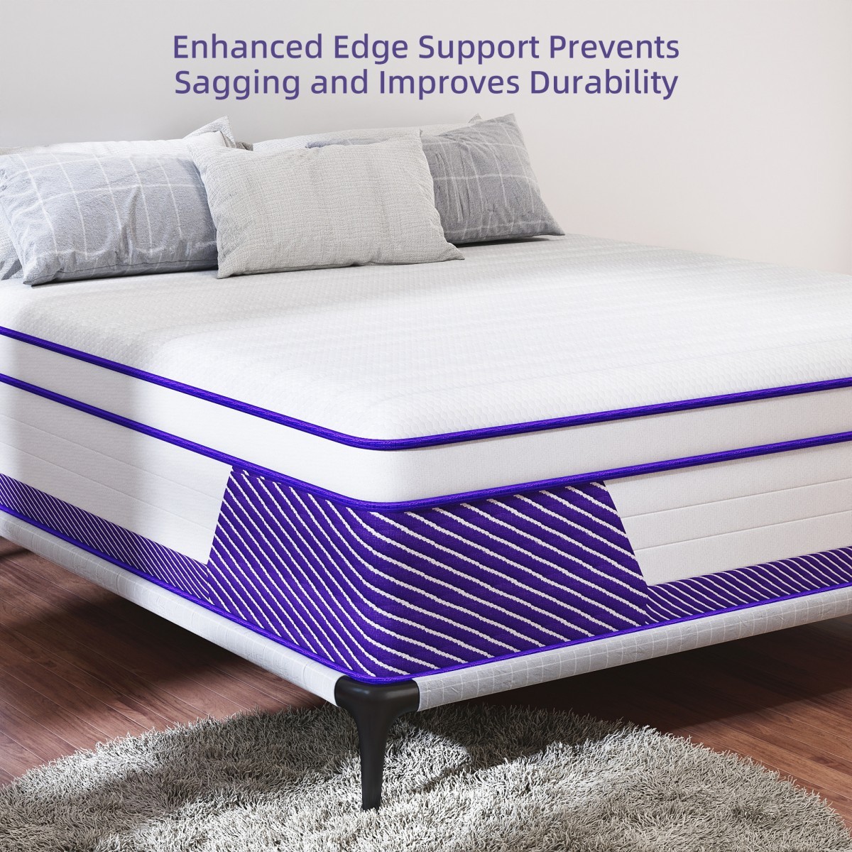 12″14″ Gel Memory Foam Spring Hybrid Queen Mattress Twin Full King Size In A Box