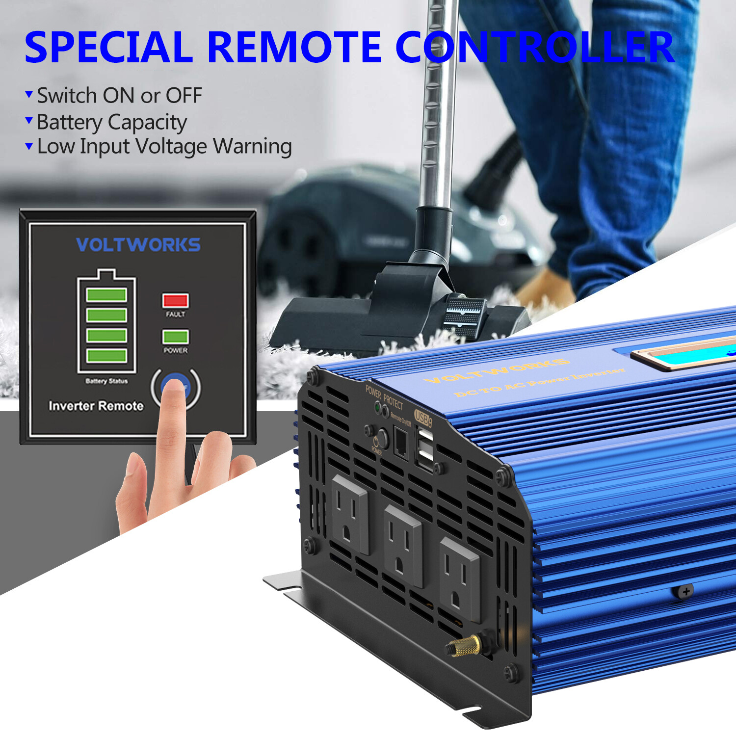 Power Inverter 2000W 12V to110V~120V Modified Sine Wave USA Transistors