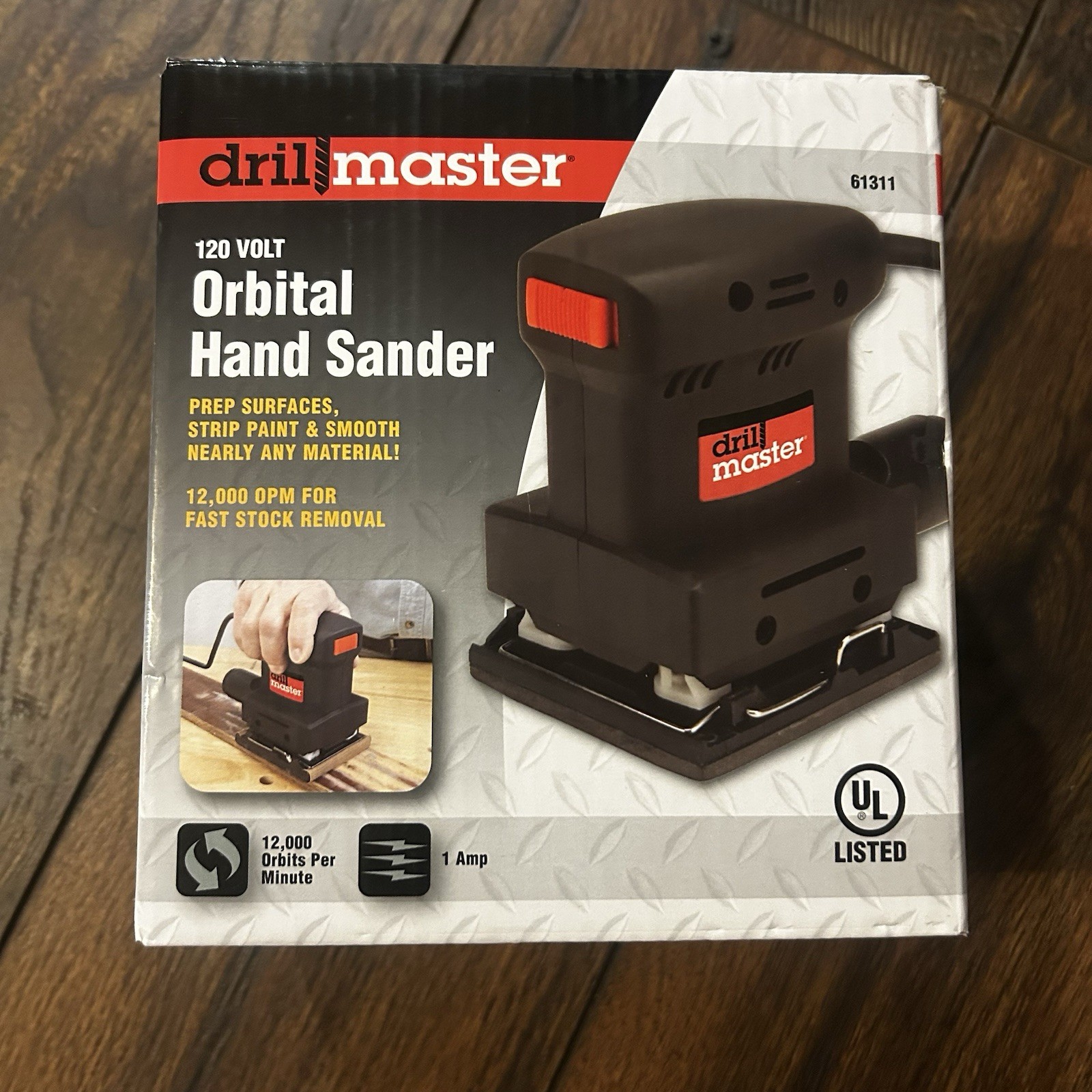 Drill Master 120V Orbital Hand Sander Item 61509 Sanding Pad 4″ X 4-1/2″. B58