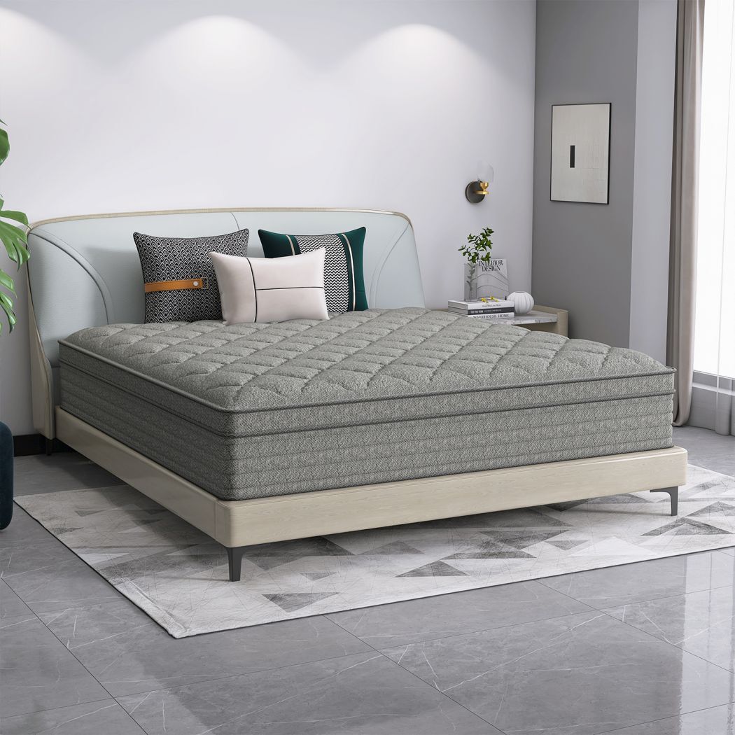 12″ 14″ Twin Full Queen King Size Mattress in a Box Memory Foam Spring Gray Bed