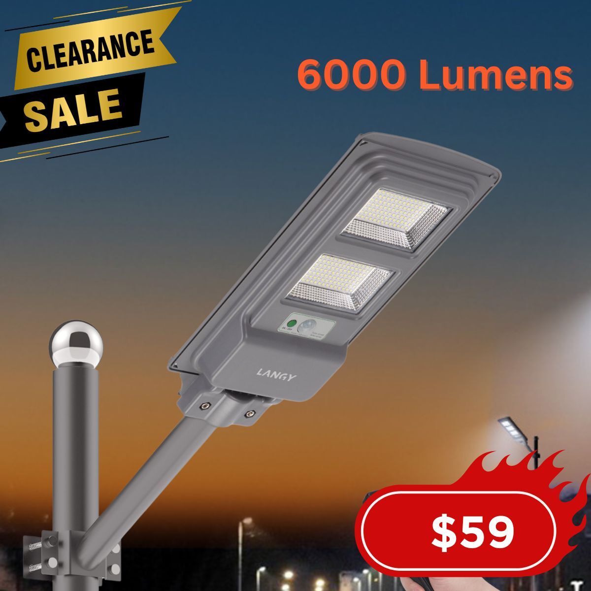 LANGY 60W 90W 120W 200W Solar LED Street Light Outdoor,Solar Parking lots light