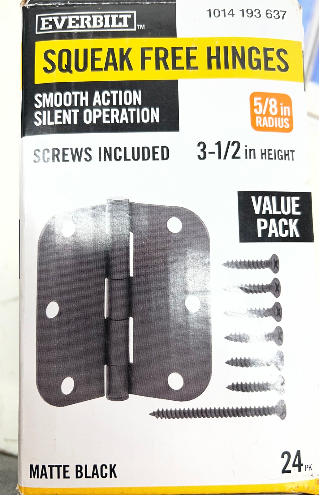 Everbilt 24 Pack 3.5 in. X 5/8 in. Radius Matte Black Hinges New