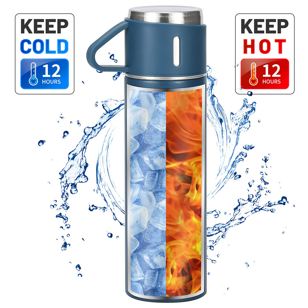 Steel Vacuum Insulated Bottle Gift Set Office Business Coffee Mug Thermos New