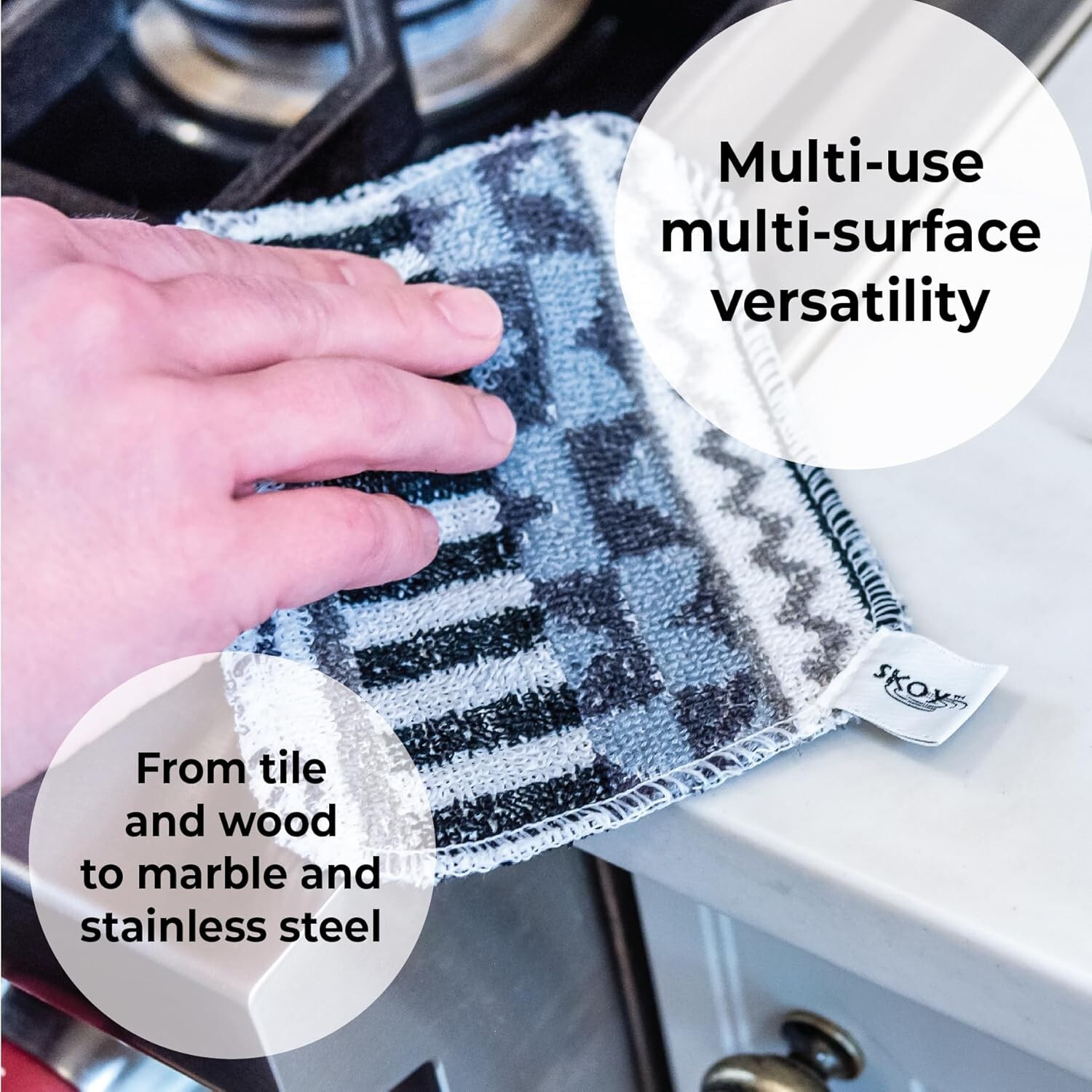 Dish Scrubber Cotton 4-Pack Reusable Non-Scratching Eco-Friendly Kitchen Clean
