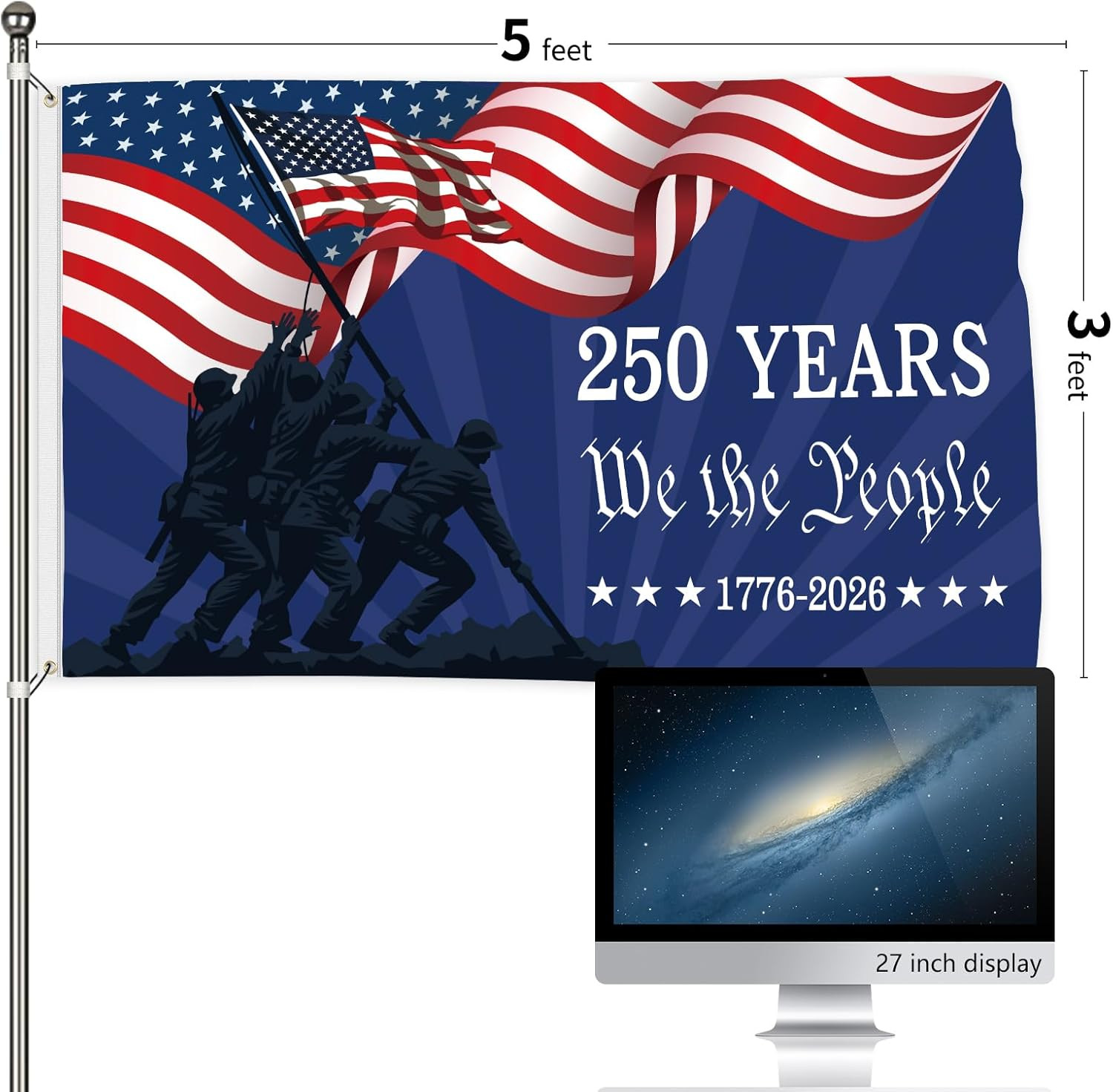 250 Anniversary Flag 3X5 Ft 250 Years Semiquincentennial We the People 1776-2026
