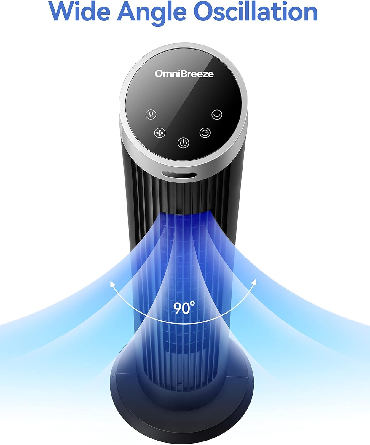 OmniBreeze Digital Electric Tower Fan, with Remote Control, LED Display, Standin