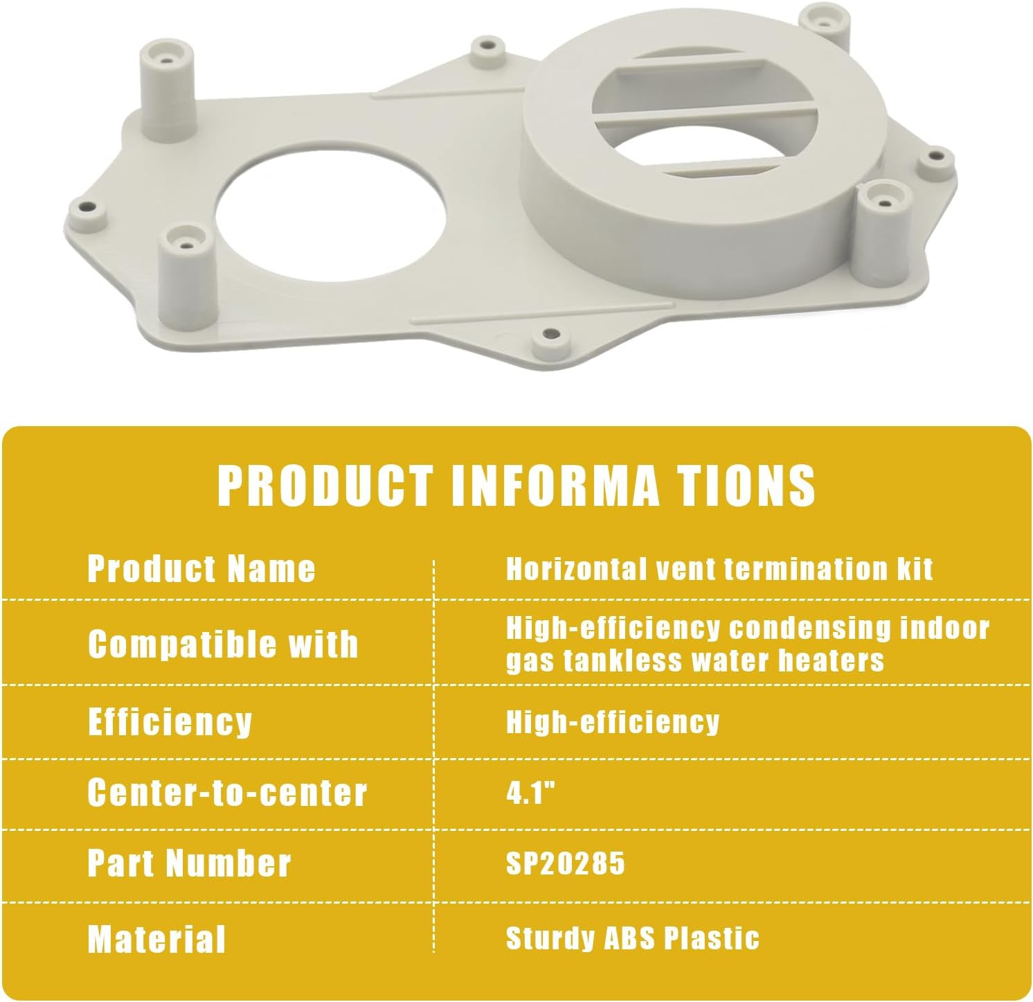 SP20285 Horizontal Vent Termination Kit with Screws for Tankless Gas Water Heate