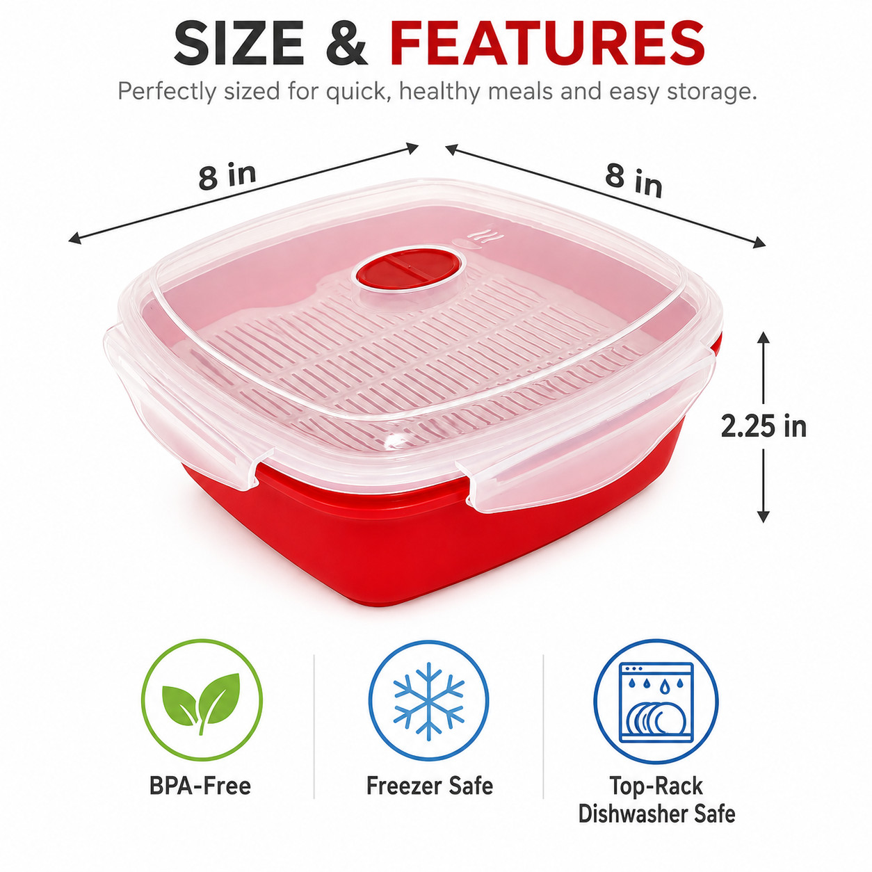 Microwave Steamer Grill with Lid Cooks Meats Fish Vegetables in Minutes (835)