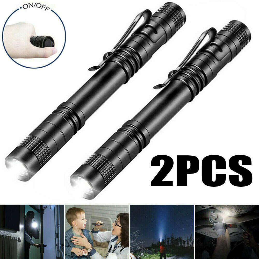 2x Tactical Flashlight Small LED Torch Light Mini Super Bright Penlight