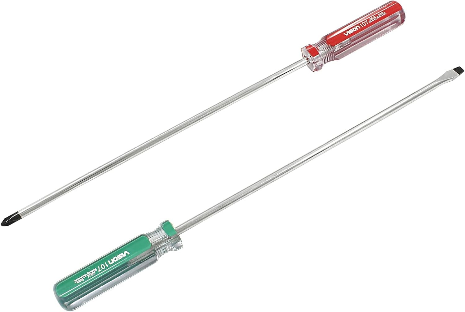 10″ Long Screwdriver Set Phillips & Flat Head Cross Slotted Repair Tool 2 Pack