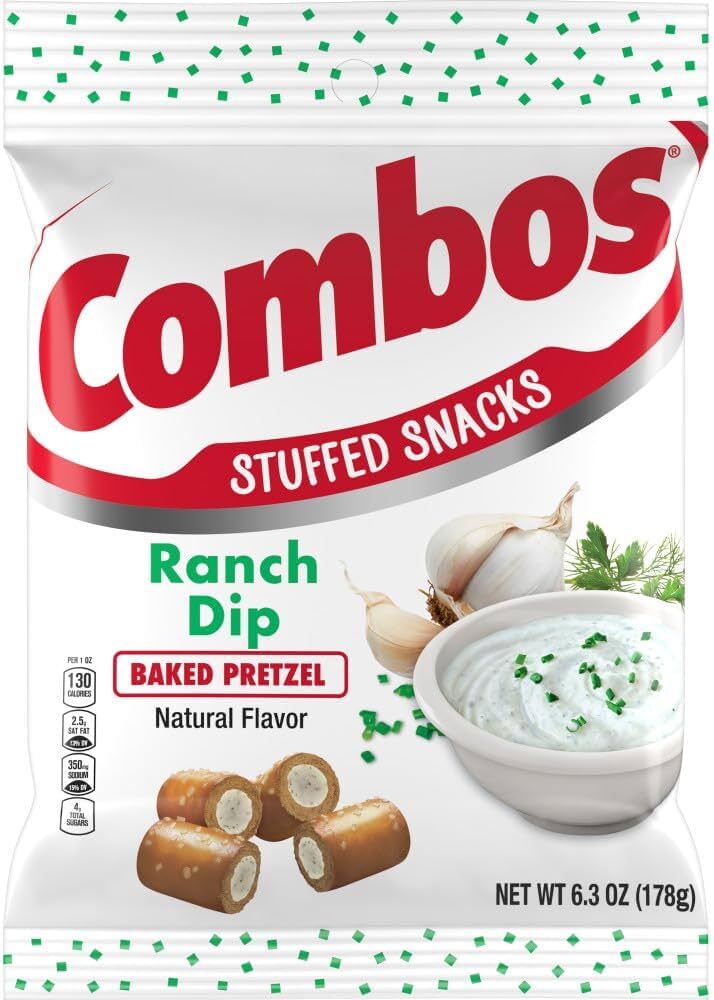 Combos Ranch Dip Flavored Pretzel Bites, Crunchy Snack 6.3 oz Peg Bag (1 Bag)