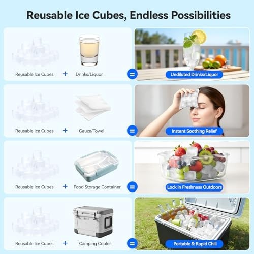 360 Pack Reusable Ice Cubes Drinks BPA-Free Ice Packs Lunch Boxes Coolers