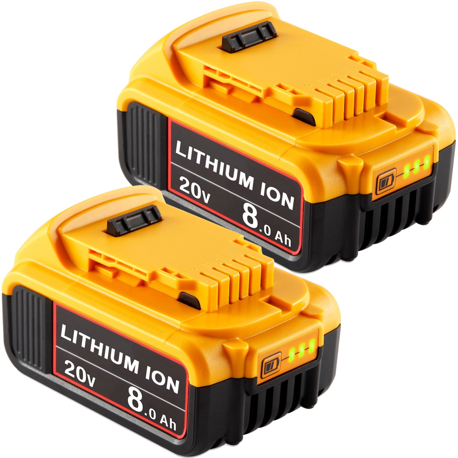 2Pack 8.0AH For Dewalt 20V 20Volt Max XR Lithium Battery DCB206-2 DCB205 DCB200