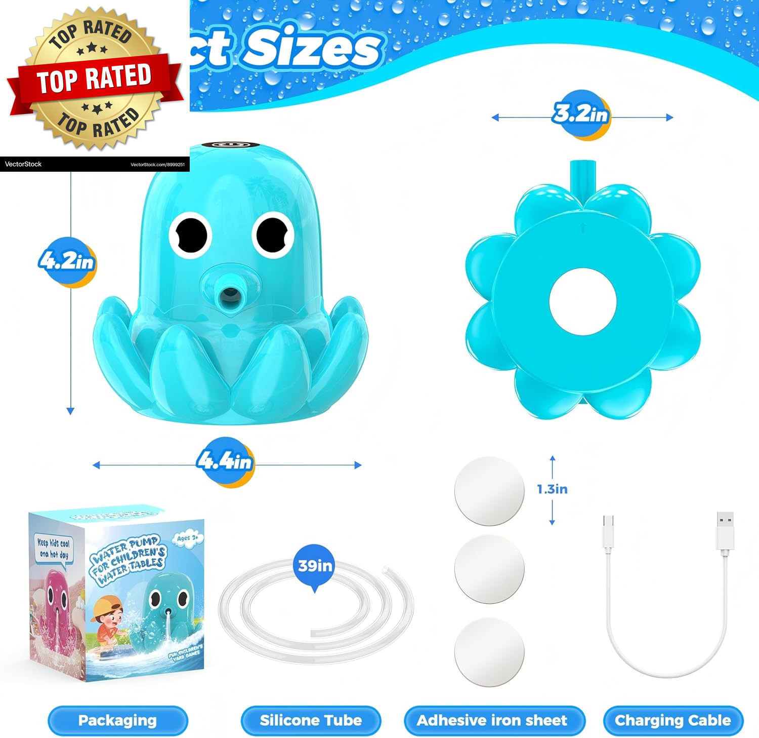 Water Table Pump, Continuous Flow Rechargeable Magnetic Octopus Pump