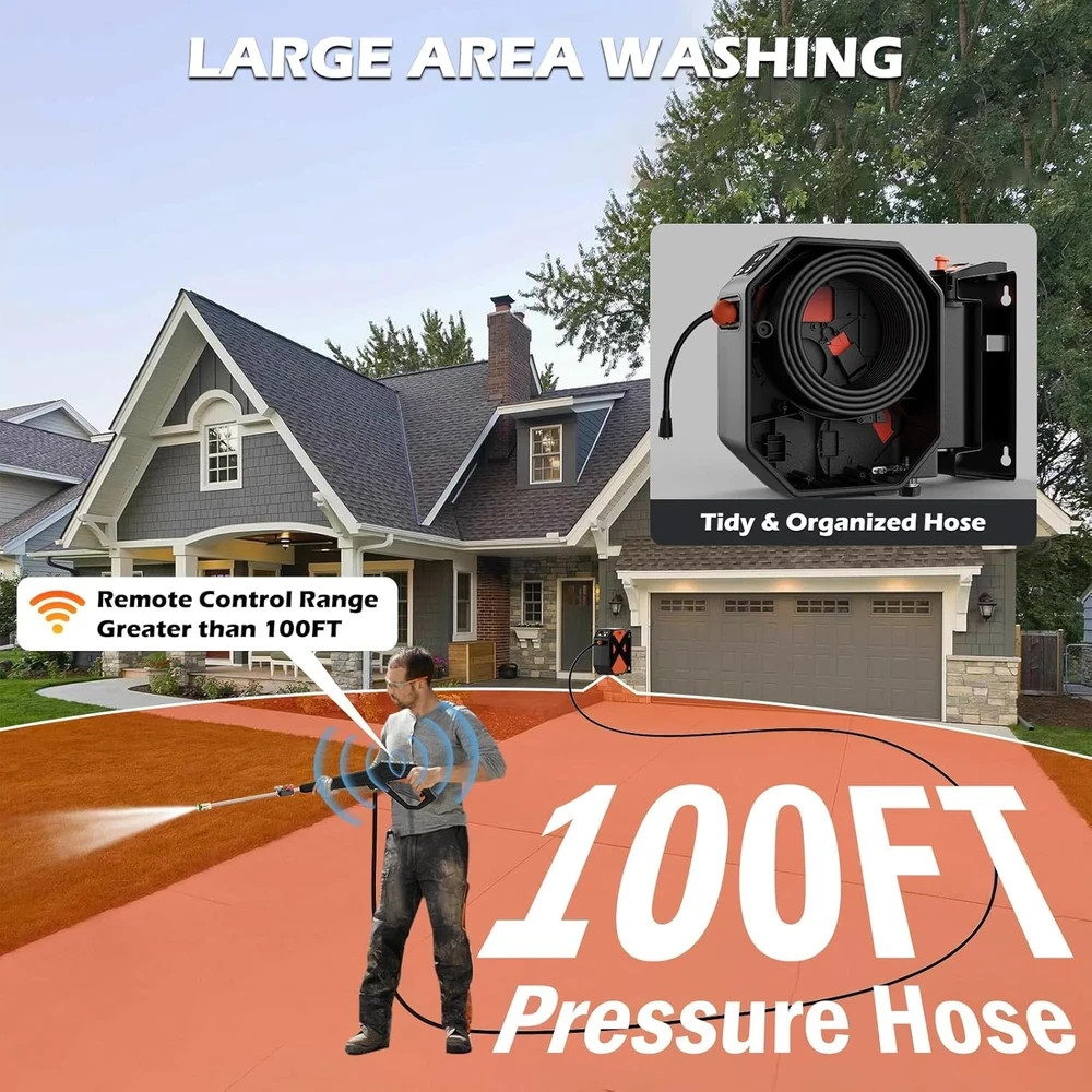 5000PSI GFCI Pressure Washer – 100FT Hose, Foam Cannon & 5 Nozzles