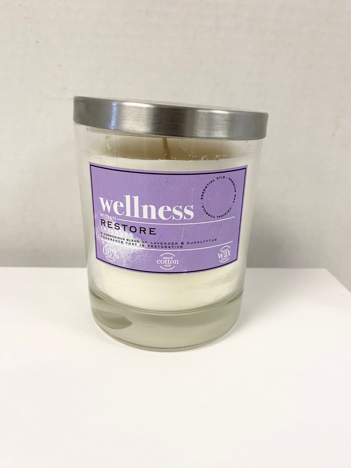 WELLNESS Cabana RESTORE Lavender Eucalyptus Essential Oil Wax Candle 8.11 OZ