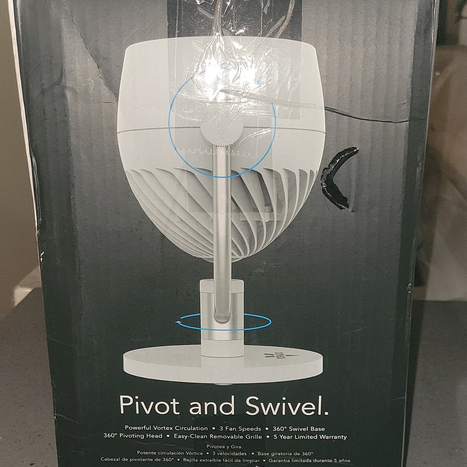 Vornado Whole Room Air Circulator PIVOT 3S, 360° Swivel Base, 360°Pivoting Head