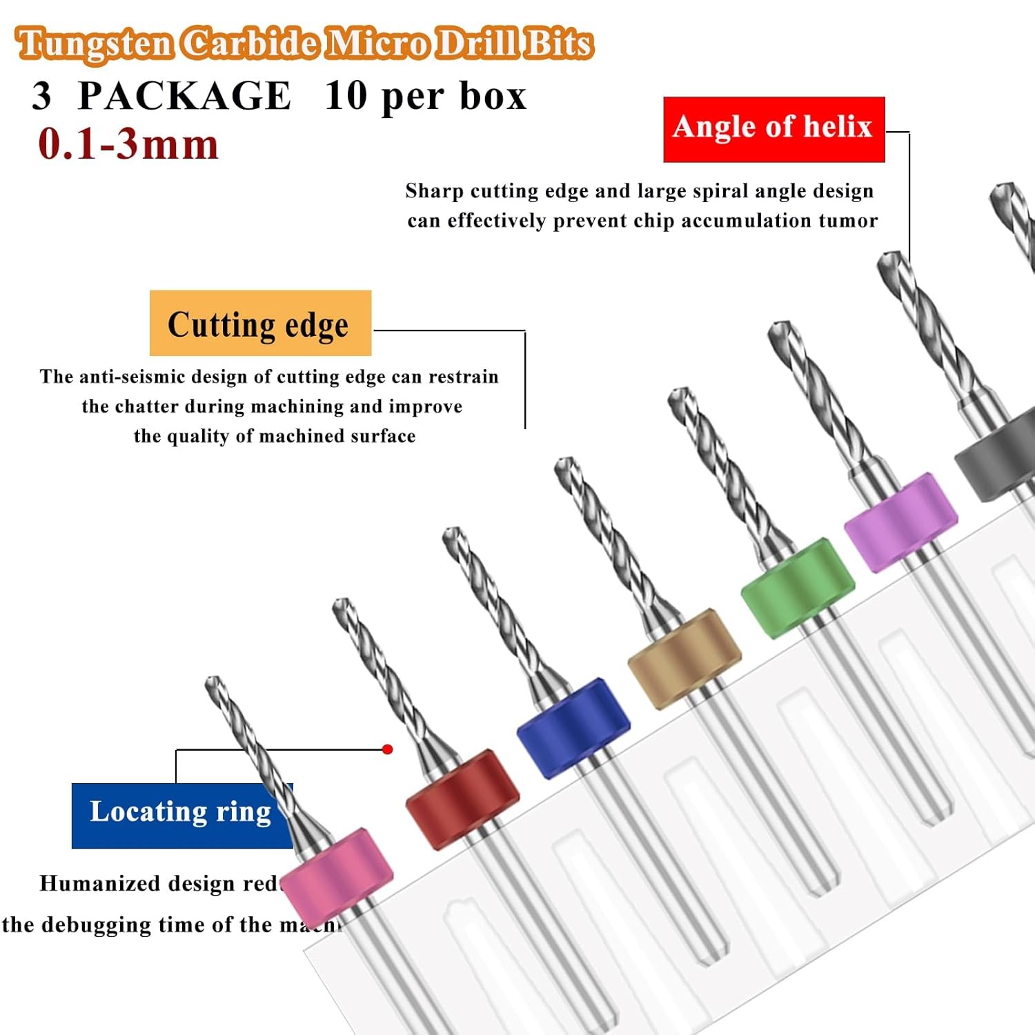 30pcs Micro Drill Bits Set for Dremel,Spiral Flute 0.1mm-3mm Tungsten Steel Carb