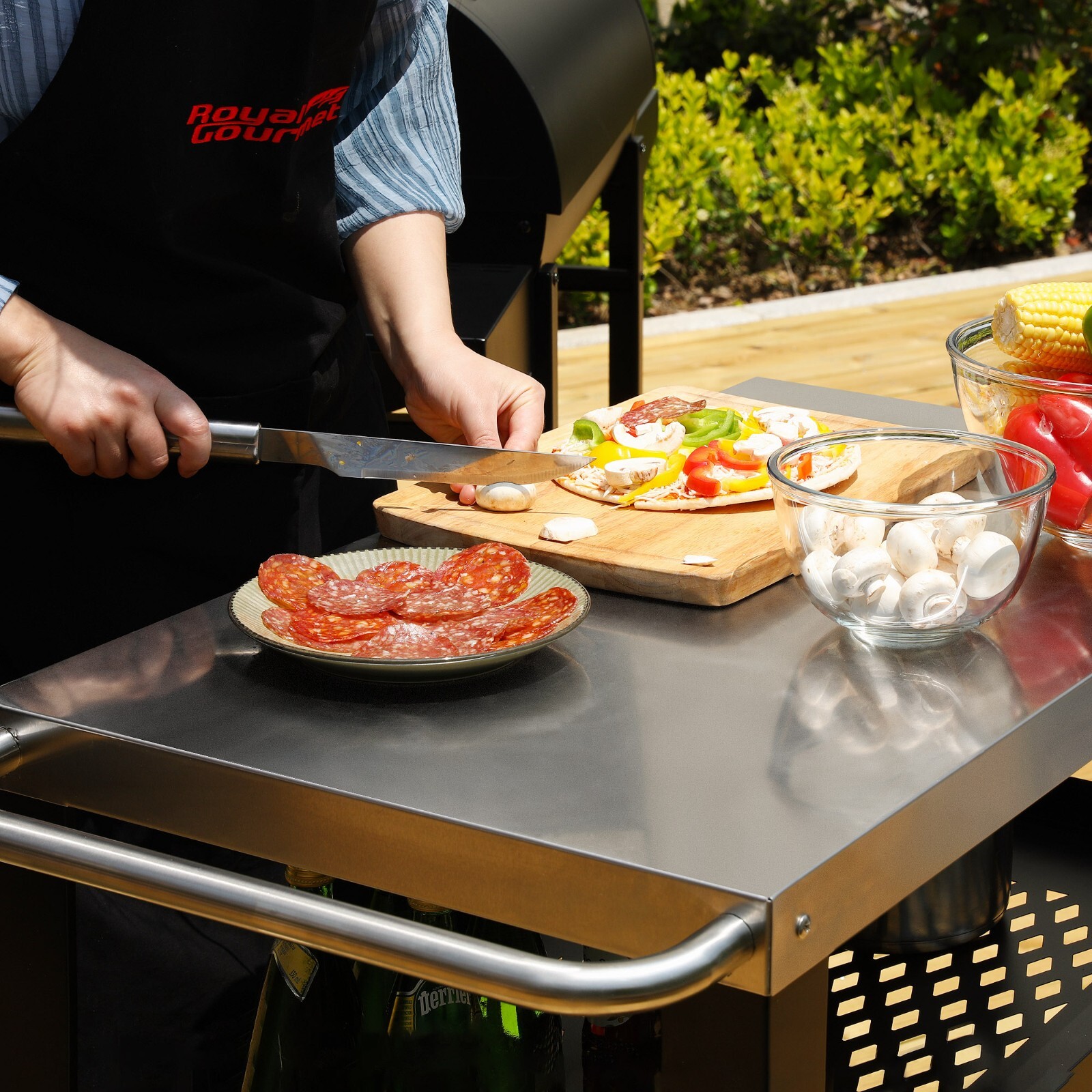 Royal Gourmet 3-Shelf Movable Grill Table Outdoor Garden BBQ Food Prep Cart