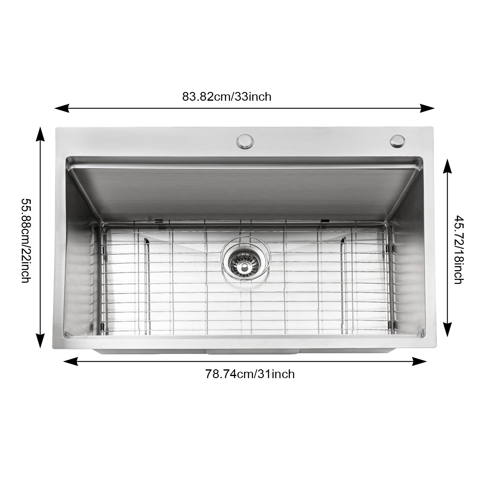 New 33″x22″ Single Bowl Undermount Workstation Kitchen Stainless Steel Sink SALE
