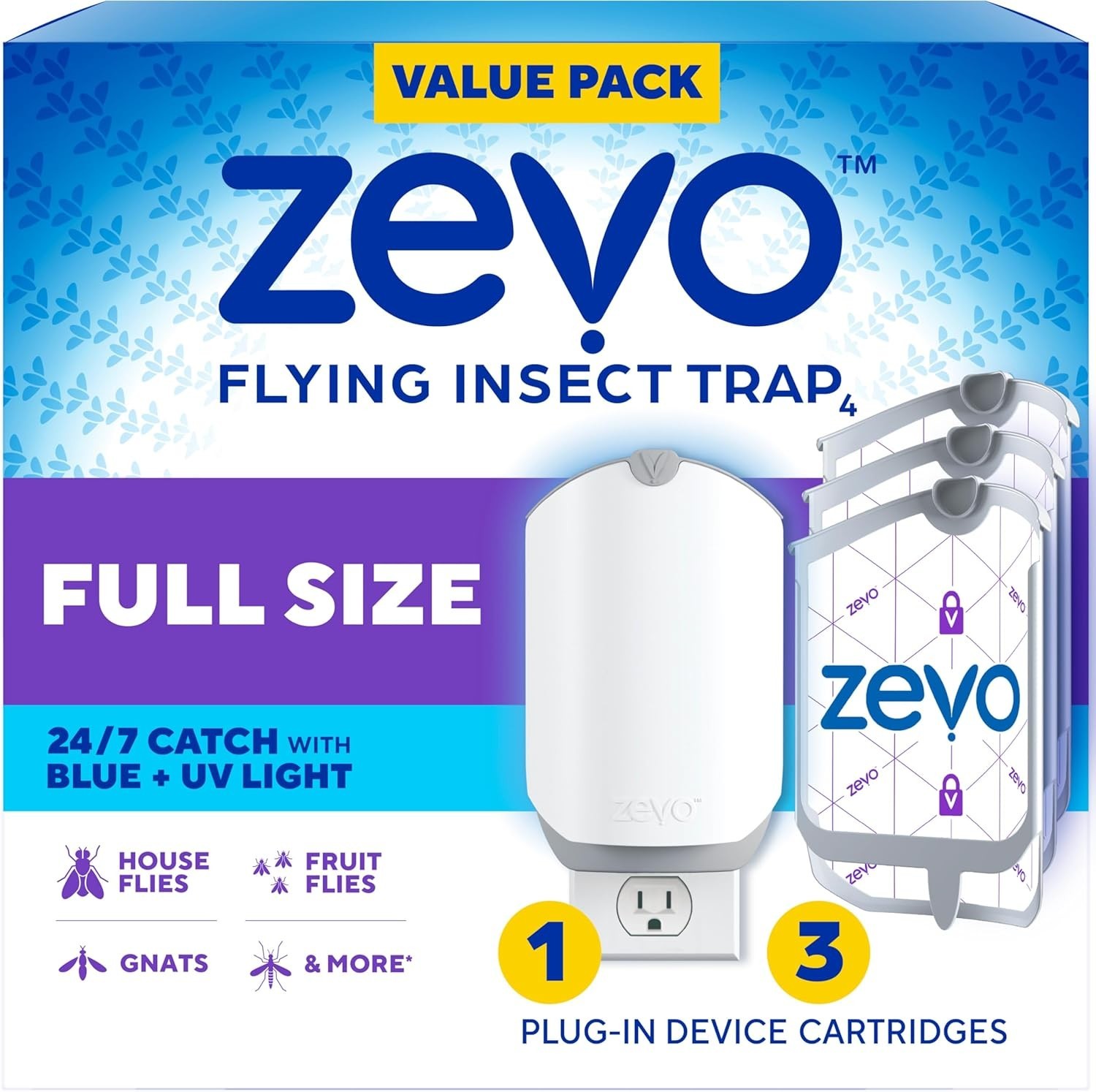 Flying Insect Trap & 3 Refill Cartridges – Plug in Fly Trap & Indoor Bug Catc…