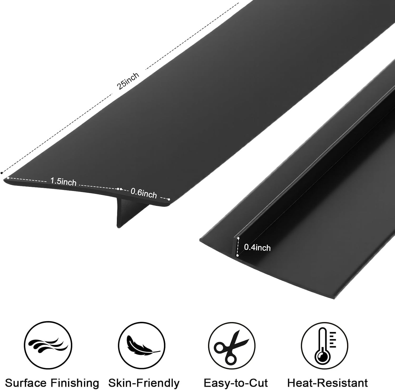 Silicone Stove Gap Cover, 25 inch 2 Pack Kitchen Stove Side Guards，Easy to Clean