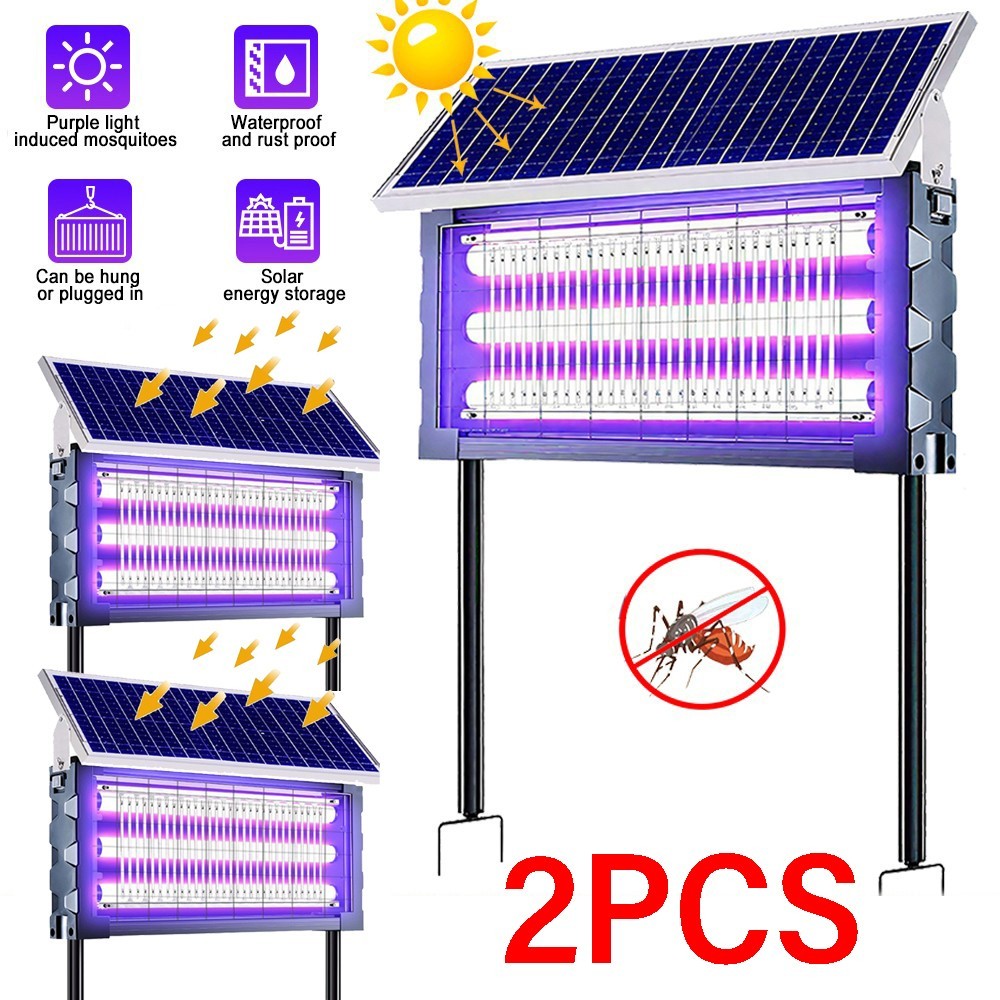 2PCS Solar Bug Zapper Outdoor 4500V Mosquito Fly Trap Insect Killer for Backyard