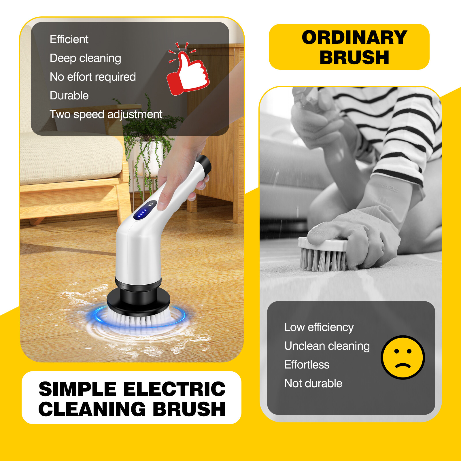 1500mAh Electric Spin Scrubber Cordless Bathtub Power Scrubber Cleaning Brush