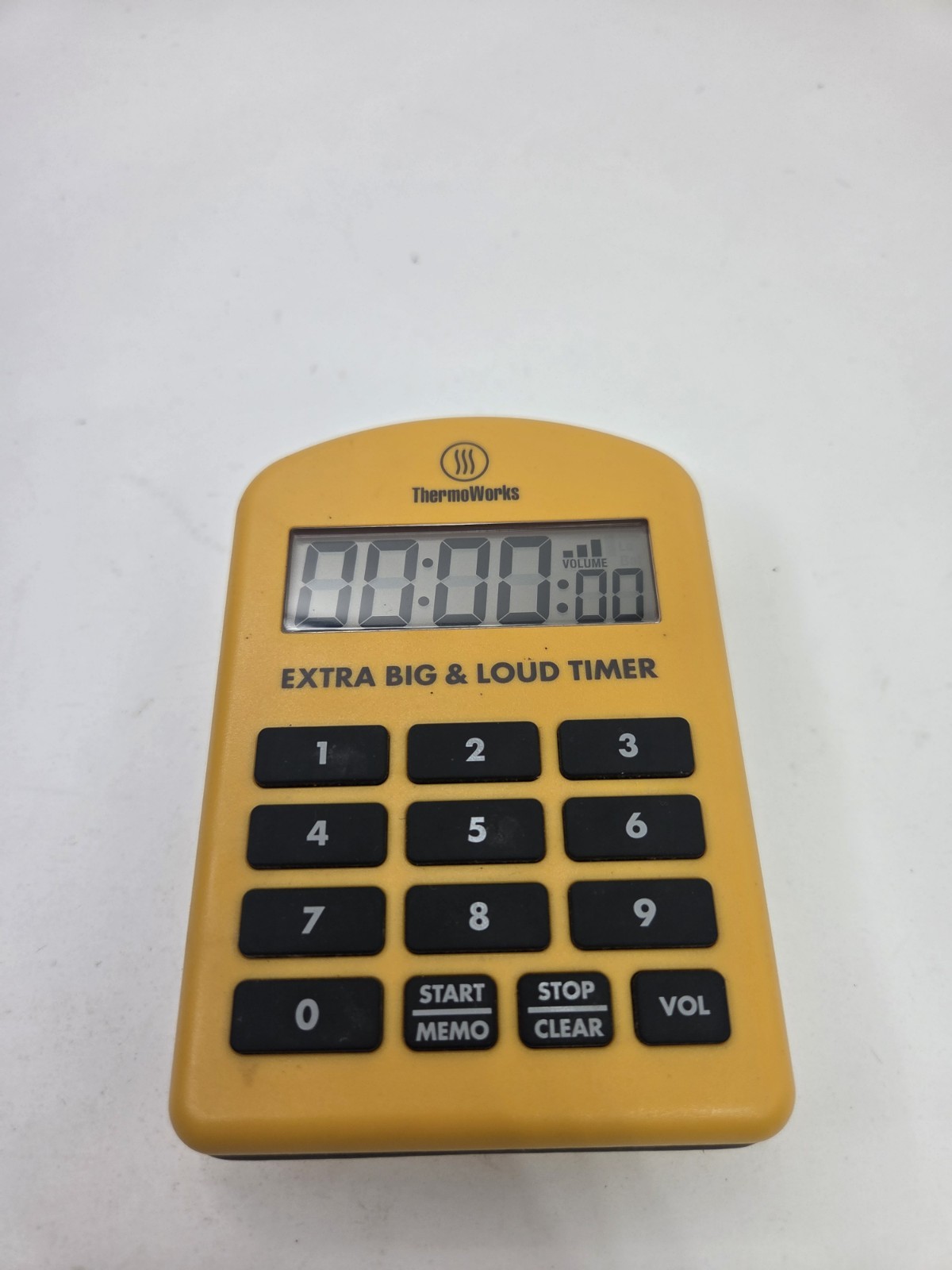 ThermoWorks Extra Big & Loud Timer Yellow Digital Kitchen Timer No Battery