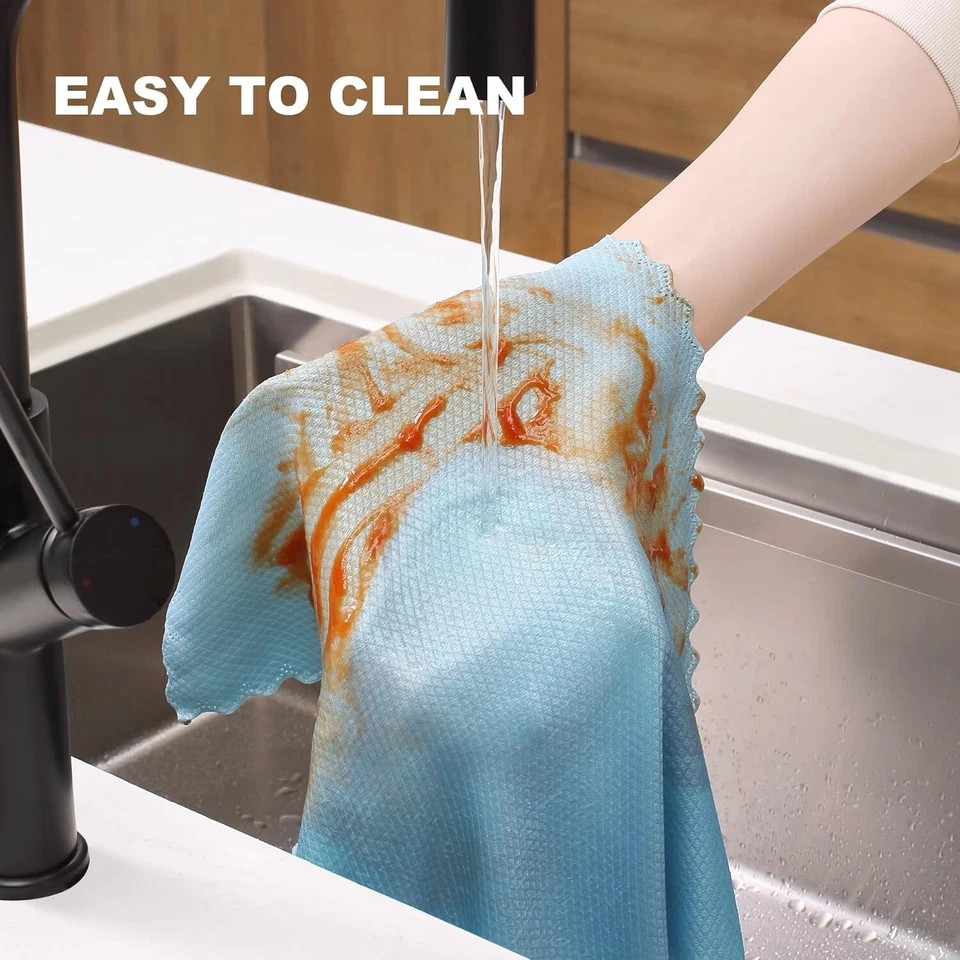 10× Fish Scale Microfiber Polishing Cleaning Cloth Towels Rags Window Glass Car