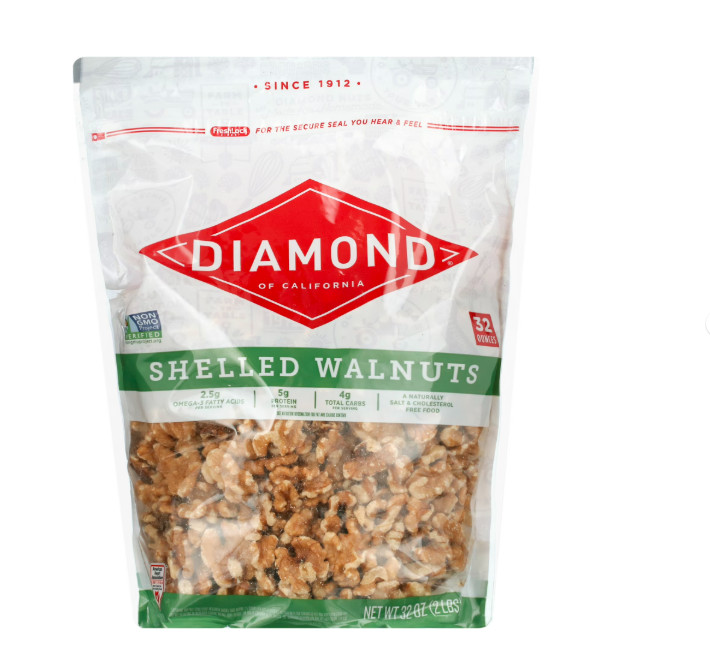 Diamond Of California Shelled Walnuts, 5g Protein, 32 oz Bag